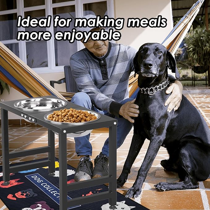 Metal Elevated Dog Bowls for Large Extral Large Breed Raised Dog Bowl Stand with Sprill Proof Mat and 3000ML Pet Bowls, 17" Tall Food & Water Feeder for Extra Large Breed