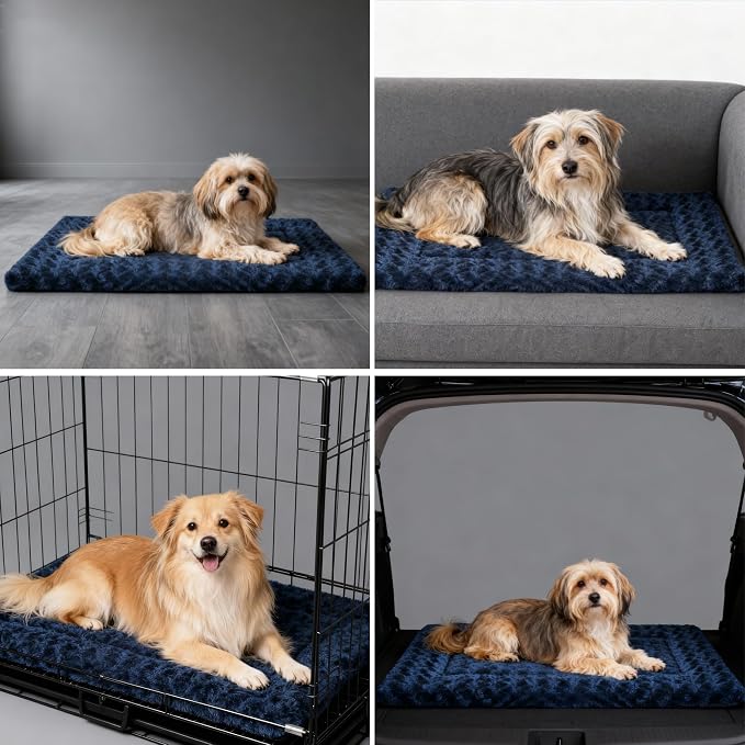 Dog Bed Mat - Dog Crate Pad - Reversible Dog Mat for Pet Comfort - Soft Bed Pads with Dual-Sided Design for All Seasons - Durable, Machine Washable Mat for Crates, Travel, and Home