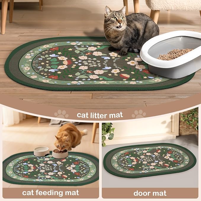 Bienbee Cat Litter Mat, 33" x 22" Dense Trapping Mesh for Litter Boxes | Litter Box Mat with PVC Mesh, Waterproof &Urineproof, Non-Slip Grip, Soft On Kitty Paws and Easy to Clean to Protect Floor