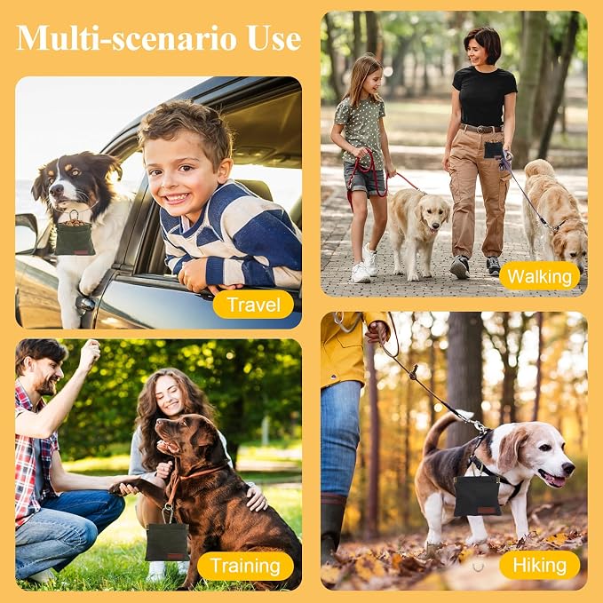 2Pcs Hands Free Dog Treat Pouches for Training, Walking and Outdoor Use | Dog Treat Bag with Carabiner, Hands Free, Auto Closing Pet Treat Pouch for Training,Walking, Hiking