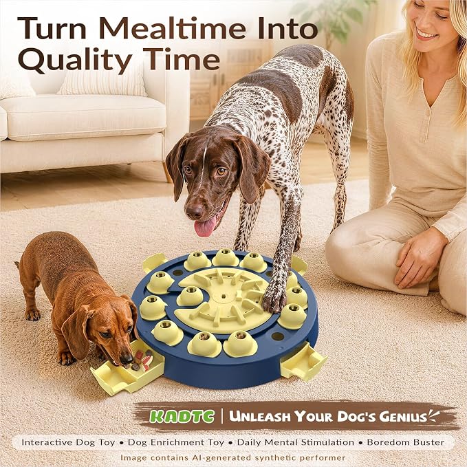KADTC Dog Puzzle Toy, Large Size, 3 Levels of Step-by-Step Challenge 4 Ways to Play Beginner to Advanced Slow Feeder & Mental Stimulation for Smart Dogs Enrichment Toys