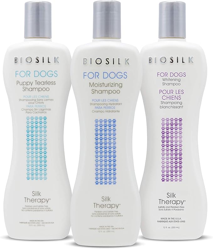 BioSilk for Dogs Puppy Tearless Shampoo Gentle Dog Wash Silk Proteins Paraben Sulfate Free Formula Cleans Conditions Coats Puppies and Dogs Made in USA 12 FL OZ 6 Pack Cruelty Free Made in USA