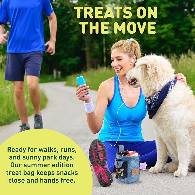 INSPECTOR TAIL Dog Treat Pouch for Training, Drawstring Bag, Hands Free | 2 Cup Tote, 4 Ways to Wear, No Bounce, Pull-Out Liner, Pockets for Snacks, Poop Bags & Keys, Pet Walking & Rewarding Holder