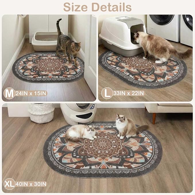Bienbee Cat Litter Mat, 33" x 22" Dense Trapping Mesh for Litter Boxes | Litter Box Mat with PVC Mesh, Waterproof &Urineproof, Non-Slip Grip, Soft On Kitty Paws and Easy to Clean to Protect Floor