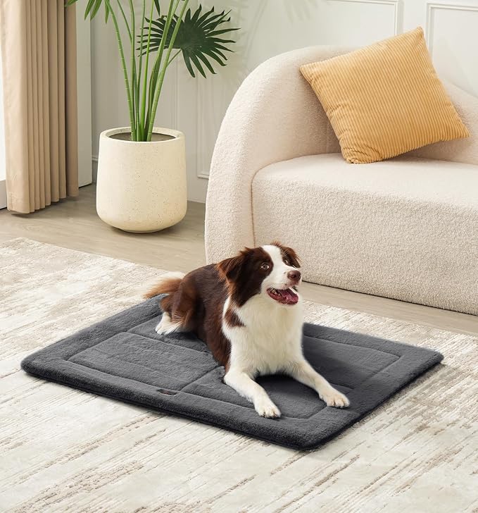 MADE 4 PETS Dog Crate Pad Washable Dog Bed for Small Dogs, 24"x18" | Washable & Reversible, Anti-Slip Kennel Mat for Cozy Sleeping, Soft Fluffy Dog Bed for Indoor & Outdoor Use, , Dark Gray