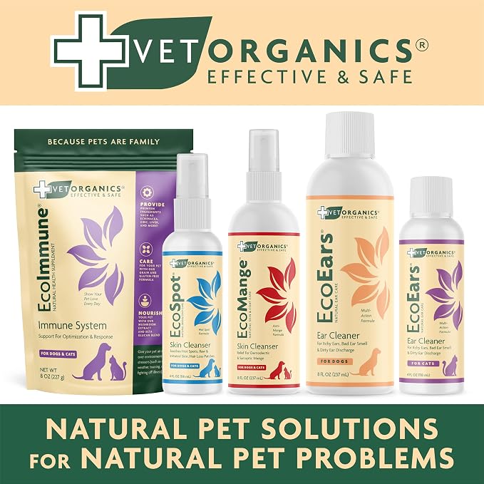 EcoEars Dog Ear Cleaner – Natural Formula for Odor & Wax Buildup – Gently Cleans Dog Ears – 8 oz 2pack