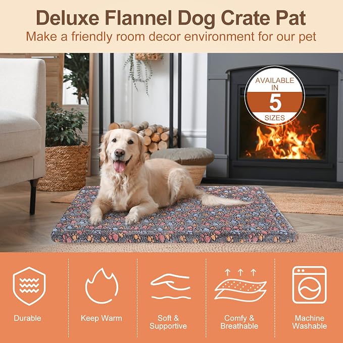 BEAUTYZOO Dog Crate Pad Washable Ultra Soft Pet Kennel Mat XLarge, 48" Gray | Ultra Soft Crate Pad,Anti-Slip Bottom,Waterproof Lining Protects Floors & Furniture,Comfortable Cozy Mats for Cage Car Travel