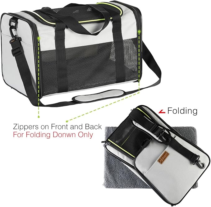 Cat Carrier - Portable Foldable Dog Pet Carrier, Soft-Sided Pet Bag up to 15 Lbs, Airline Approved Travel Puppy Carrier
