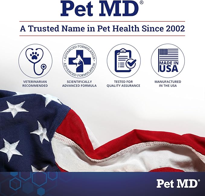 Pet MD Tris Ear Finger Wipes for Dogs & Cats - 50ct | Multipurpose Cleansing Solution Cat Ear Wipes & Puppy Ear Cleaner - Pet Safe Cleaner to Clean and Remove Debris