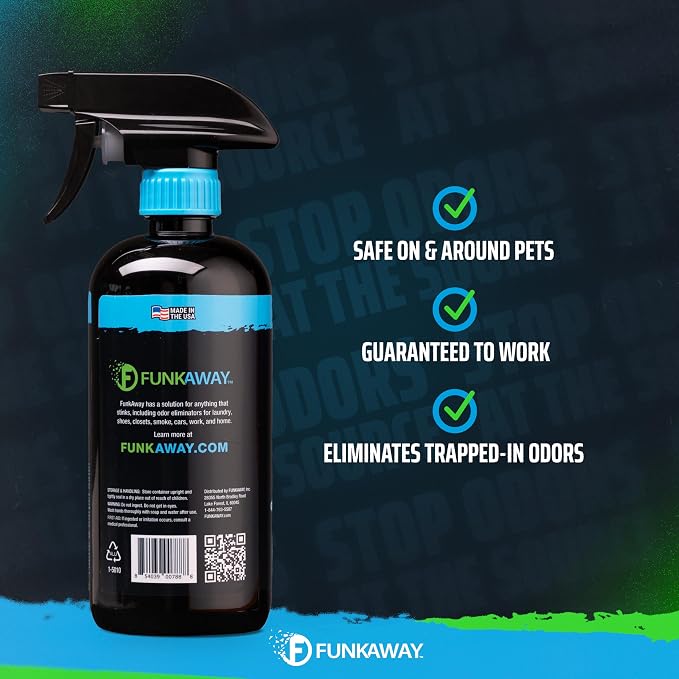 FunkAway Pet Stain & Odor Eliminator Spray, 16 oz., Fresh & Neutral Scent, The Extreme Pet Stain & Odor Eliminator for Houses, Cars, SUVs, RVs and Boats, Alcohol-Free Formula