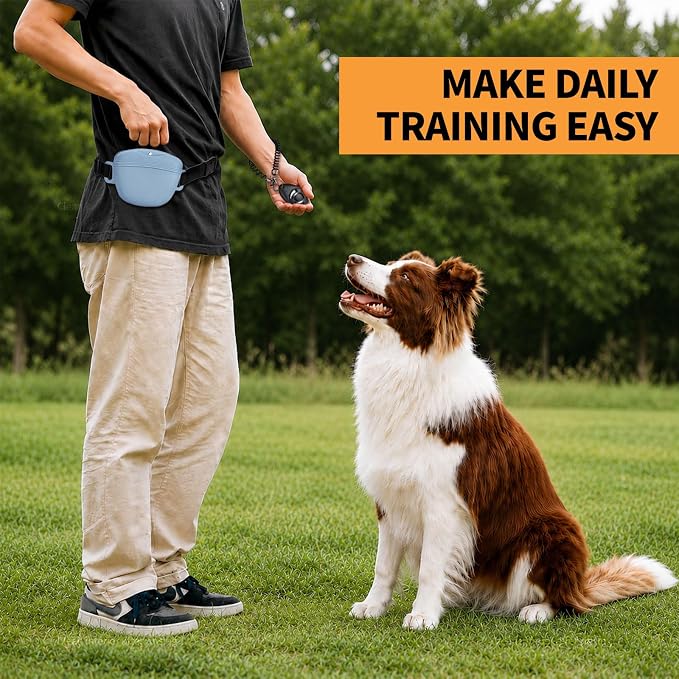 Silicone Dog Treat Pouch with Training Clicker | Upgraded Magnetic Closure, 1.6 Cup Capacity, Food-Grade Silicone, Easy Cleaning, Adjustable Belt for Training and Walking