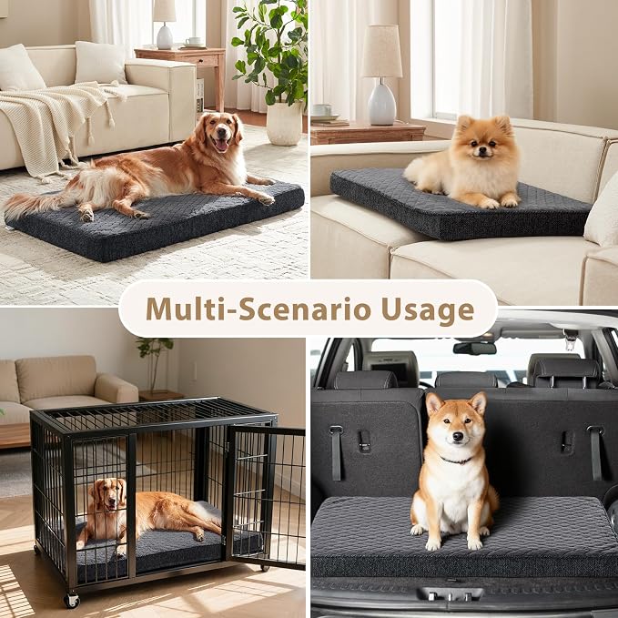 JOEJOY Orthopedic Medium Dog Bed, Washable Dog Crate Bed Medium Sized with Removable Cover, Egg Memory Foam Pet Beds, Grey, 29"x18"