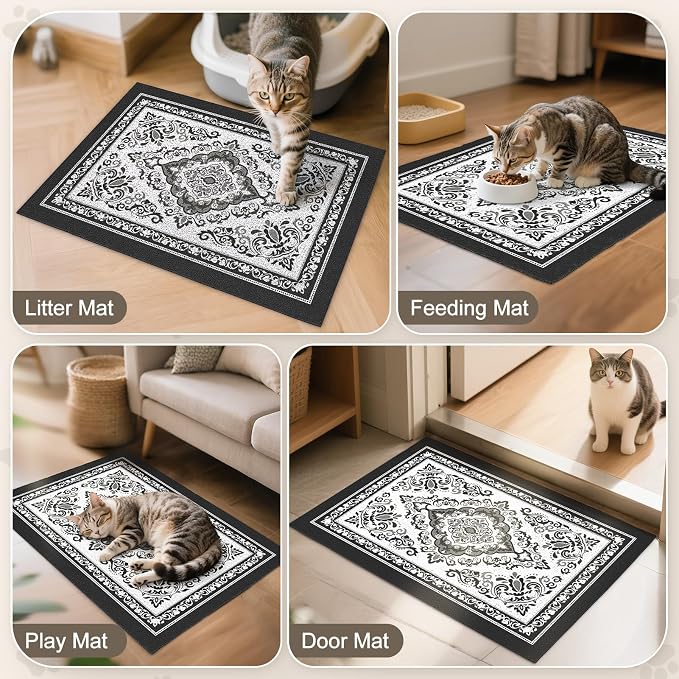 Unicorn Catcher 24"x15" Cat Litter Mat Non-Slip Washable Litter Box Mat | High-Density PVC Litter Catcher Mat Efficiently Traps Scattered Litter From Paws To Keep Floors Clean