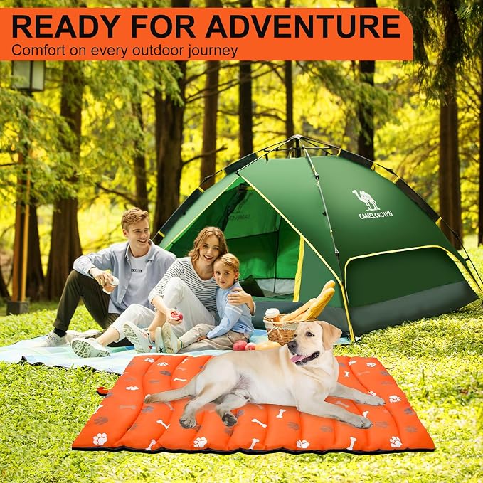 BINGPET Outdoor Travel Dog Bed for Large/Medium Dogs,Portable Waterproof Camping Mat with Carry Bag,Foldable Outside Bed,Machine Washable Indoor Pet Mat for Small,Medium and Large Dogs 26"x43"