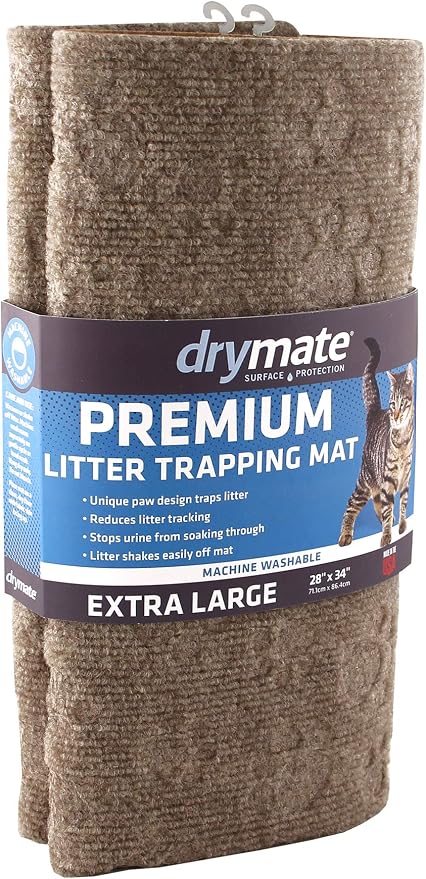 Drymate Cat Litter Box Mat, Litter Trapping Mat, Tan, 28x34 XL | Waterproof, Urine-Proof, Absorbent, Machine Washable, Soft on Paws, Contains Mess, Protects Floors, Kitten Supplies, USA Made