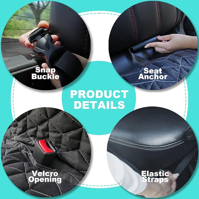 Meginc Dog Car Seat Cover for Back Seat, Waterproof Non-Slip Bench Protector for Dogs & Kids, Durable 600D Scratch Proof Seat Cover for Hair, Scratches, Travel and Daily Use in Full Size SUVs