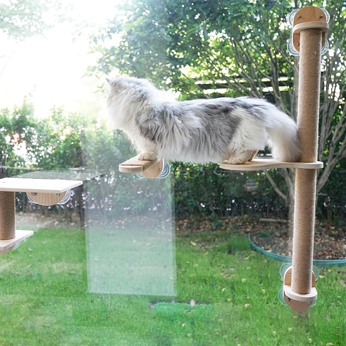 38.5in Scratching Post with Window Shelf Set | Strong Suction Cups, Easy Install,for Climbing, Sunbathing, Napping & Overlooking