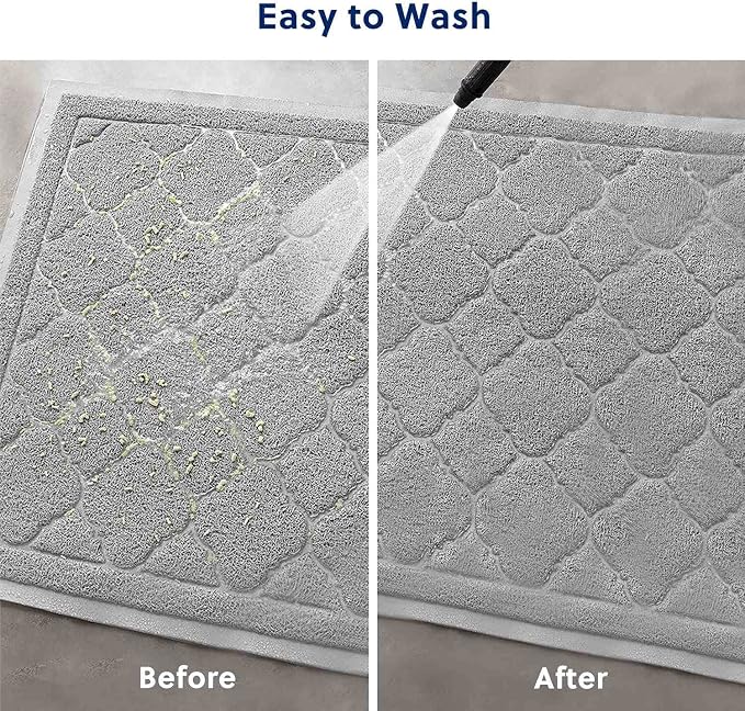 Cat Litter Box Mat, Kitty Premium PVC Pad, Durable Trapping Rug, Phthalate Free, Urine-Resistant, Scatter Control, L 35 x 23 Inch, Cadet Grey