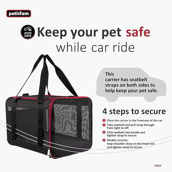 Quick-in Pet Carrier for Cats. 360° Airy Mesh Windows Let Fur-Kids See You & Breath Easy, Reduce Travel Anxiety. Rip-Stop Fabric & Lockable Zips Hug Securely. Washable Pad. Adjustable Shoulder Strap