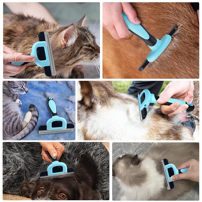 Deshedding Brush for Cats Short Hair Dogs - Undercoat Rake Reduces Shedding | Professional Pet Grooming Tool & Effective Deshedding Tools Short Hair Deshedding Brush to Reduce Shedding by 95%
