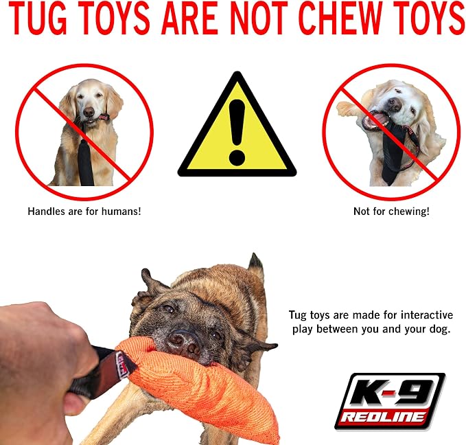Redline K9 French Linen Tug Toy (3" x 8") 1 Handle Bundle of 2 (Pink)