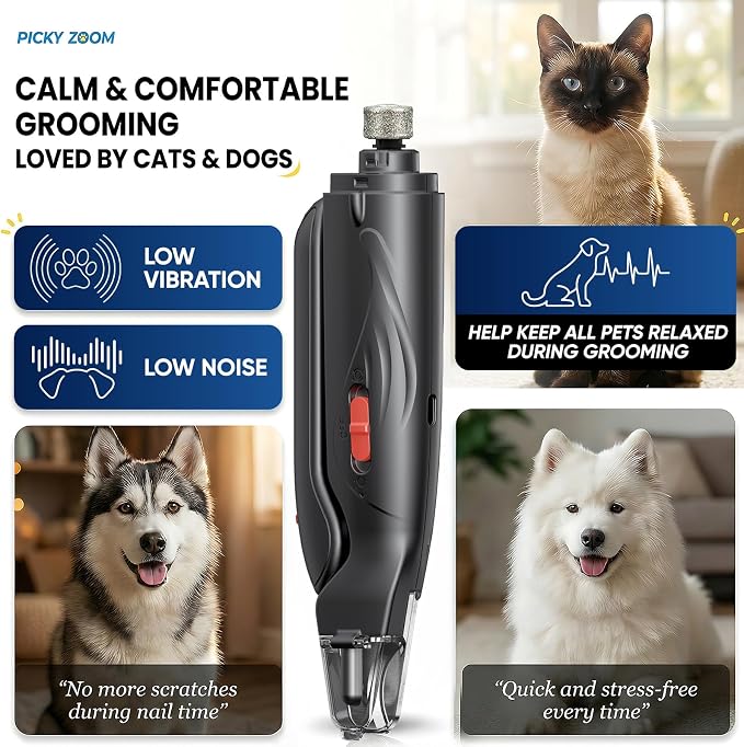 2-in-1 Dog & Cat Nail Clippers and Grinder with LED Light | Sharp Blade, Low-Noise Grinder, Safety Guard & USB Rechargeable Cordless Design for Small, Medium and Large Pets