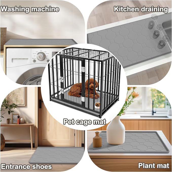 Extra Large Cat Litter Mat, Waterproof Silicone Cat Litter Box Mat, Non-Slip Kitty Litter Trapping Mat for Cat Litter Box, Urine Proof Pet Feeding Mat for Floors, Easy Clean, 38 x 26 Inch