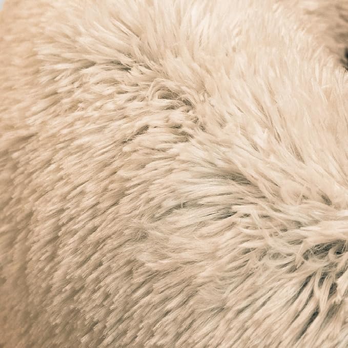 Best Friends by Sheri The Original Calming Donut Dog Bed for Extra-Small Dogs up to 10 lbs, Shag Faux Fur, Taupe, 18" x 18"