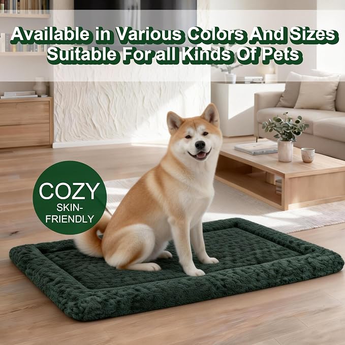 4 Piece Washable Dog Bed Mat with Anti-Slip Bottom, Deluxe Plush Memory Foam Crate Pad & Waterproof Outdoor Kennel Mat for Dogs & Cats-Durable Crates Beds, Large Medium Small Puppy Size 30" x 20",M