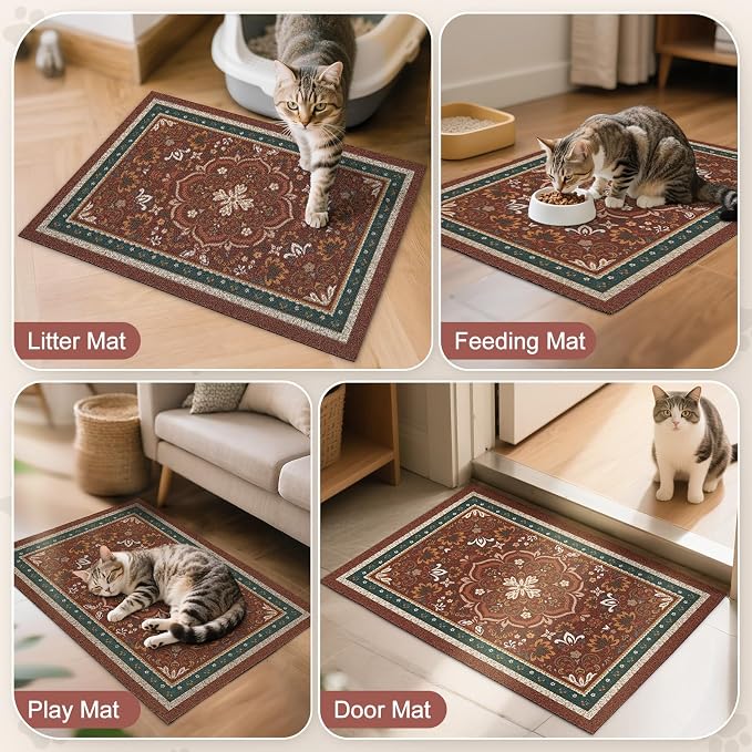 Unicorn Catcher 33"x22" Cat Litter Mat Non-Slip Washable Litter Box Mat | High-Density PVC Litter Catcher Mat Efficiently Traps Scattered Litter From Paws To Keep Floors Clean