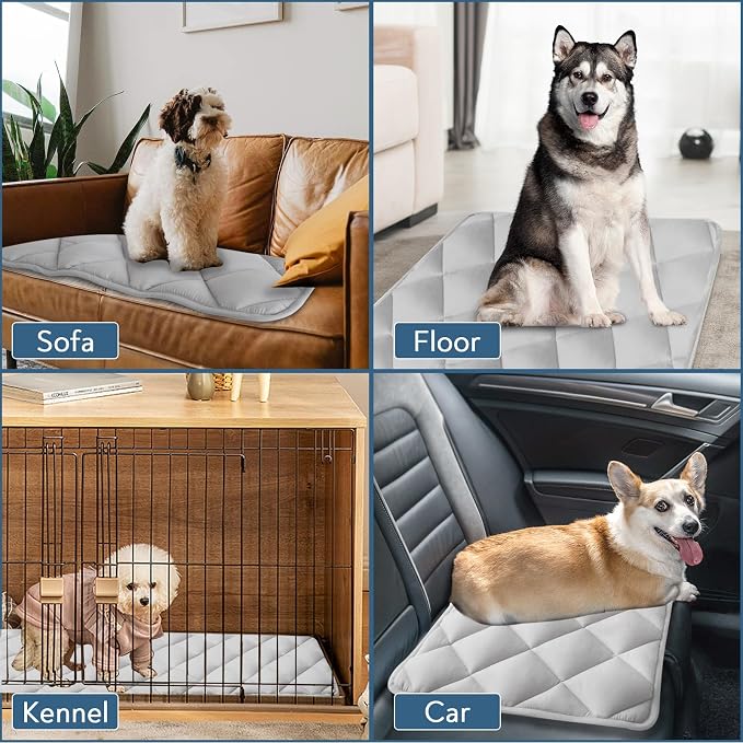 Dog Crate Pad 2 Pack (36" x 23"), Dog Crate Mat with Anti-Slip Bottom, Grey | Fits 36 Inch Crate, Soft, Machine Washable, Kennel Pad