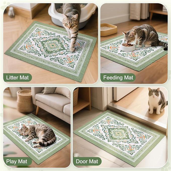 Unicorn Catcher 24"x15" Cat Litter Mat Non-Slip Washable Litter Box Mat | High-Density PVC Litter Catcher Mat Efficiently Traps Scattered Litter From Paws To Keep Floors Clean