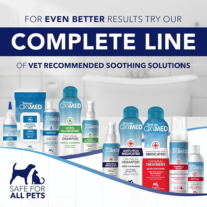 TropiClean OxyMed Medicated Cat & Dog Shampoo & Conditioner, Set of 2 | Skin-Soothing Oatmeal Formula | For Itchy Skin | Shampoo & Conditioner Set | For Dogs & Cats