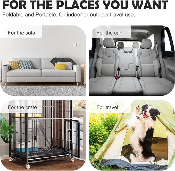 Dog Bed Soft Dog Crate Bed Pad Mat, 42 in Non Slip Bottom Washable Beds for Large Dogs, Pet Bed Mattress Kennel Pad, Dark Blue Gray