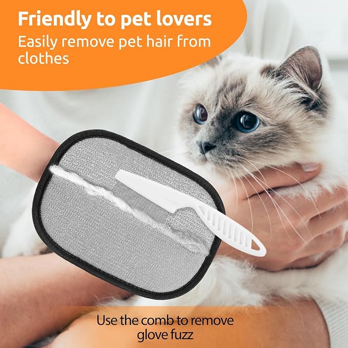 SAWMONG Pet Hair Removal Glove, 2Pcs Cat & Dog Reusable Pet Hair Remover Gloves New Upgrade, Grooming Pet Hair Remover Tool, Alternative to Lint Rollers