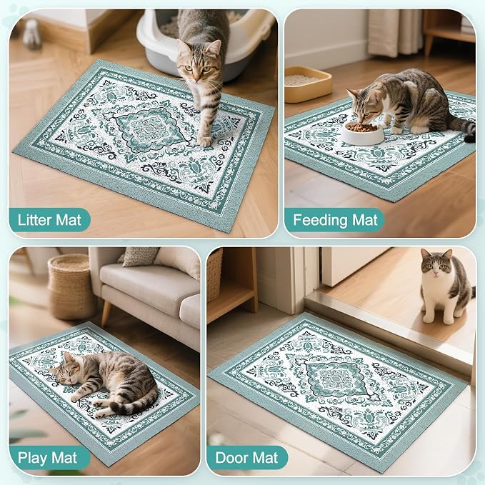 Unicorn Catcher 33"x22" Cat Litter Mat Non-Slip Washable Litter Box Mat | High-Density PVC Litter Catcher Mat Efficiently Traps Scattered Litter From Paws To Keep Floors Clean