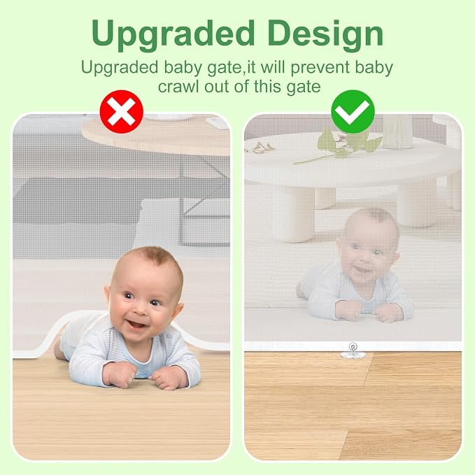 Retractable Baby Gate for Stairs & Doorways, 33" Tall Extends to 55" Wide | Extra Wide Safety Kid Pet Gate, Mesh Dog Gate for Indoor, Outdoor, Hallways One-Handed Operation, Easy Install(33”x55”-White)