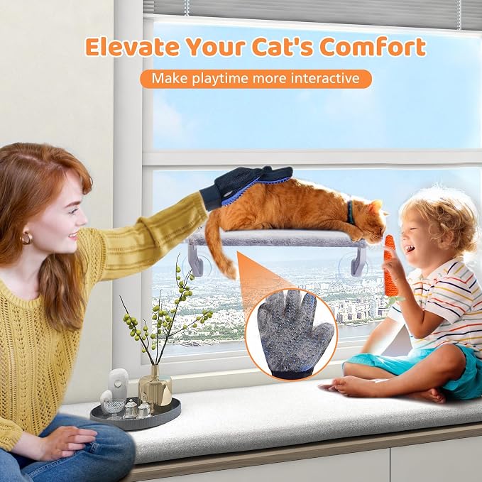 2-in-1 Fleece Adjustable Cat Window Perch, 26 x 13-in