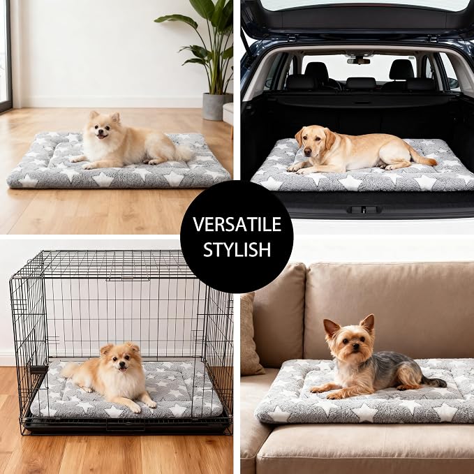 pobopobo Dog Bed Mat, Reversible Crate Pads for Small/Medium/Large Dogs & Cats Sleeping, Portable & Soft, Dog Beds Crate Pad - Machine Washable Mat Bed Kennel Mat Cat Bed