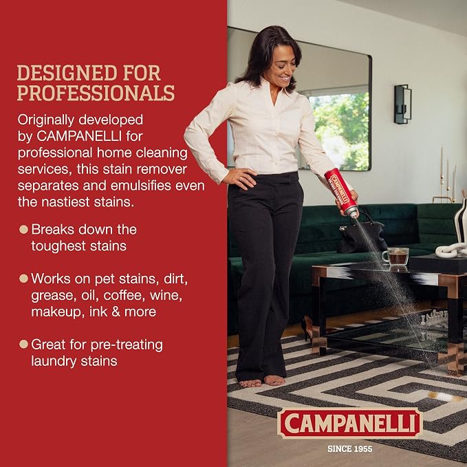 CAMPANELLI Pro Series Stain Remover Spray, 4 Pack + Surface Cleaner, 20 Oz | Includes Four Stain Remover Sprays and One Surface Cleaner Helps Remove Pet Messes, Coffee, Wine, Grease and Everyday Stains.
