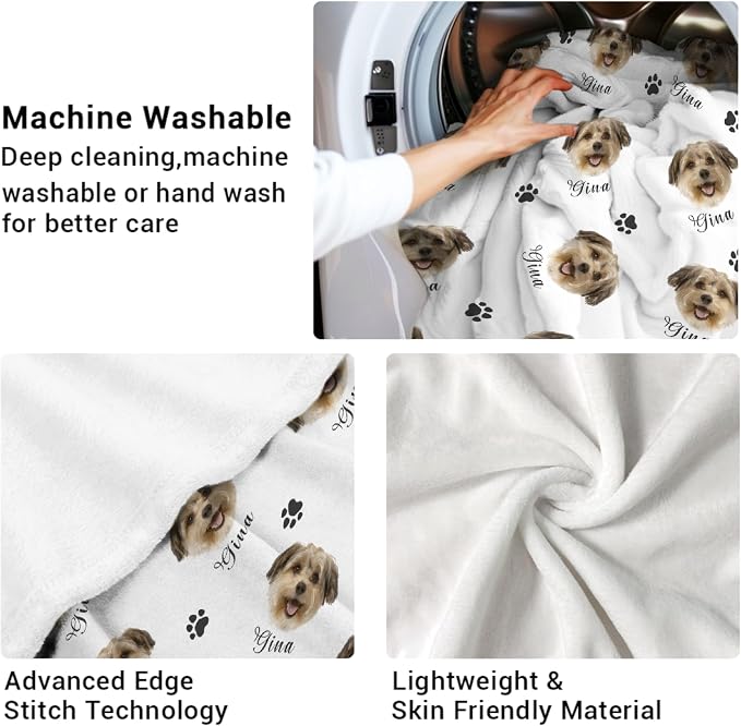 Custom Dog Blankets with Pictures, Personalized Name Blanket for Pets, Customized Pet Photo Throw,The Lightweight Blanket All-Season 40"x30"for Pet