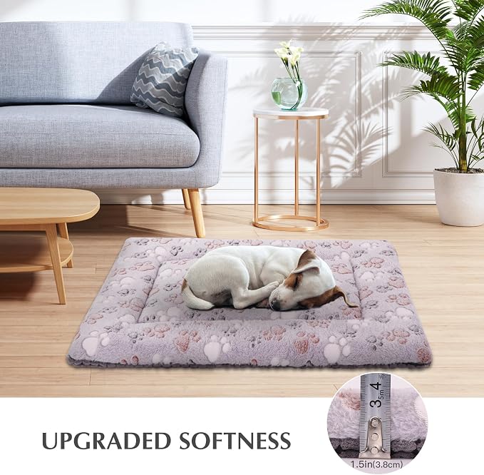 BVAGSS Reversible Dog Crate Pad, Memory Foam Pet Bed Mat, Soft Warm Machine Washable Sleeping Kennel Mattress for Small Medium Large Dogs XH079 (42''x28''x1.6'',Grey Paw)