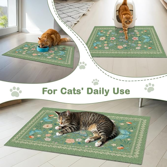 Unicorn Catcher 33"x22" Cat Litter Mat Non-Slip Washable Litter Box Mat | High-Density PVC Litter Catcher Mat Efficiently Traps Scattered Litter From Paws To Keep Floors Clean