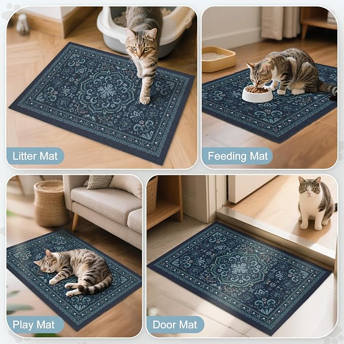 Unicorn Catcher 24"x15" Cat Litter Mat Non-Slip Washable Litter Box Mat | High-Density PVC Litter Catcher Mat Efficiently Traps Scattered Litter From Paws To Keep Floors Clean
