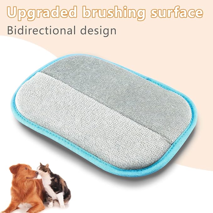 Thickened Pet Hair Removal Glove for Fabric Surfaces, Blue | Easy-On 2-Finger Design; Secure Stay-Put Fit; Easy Hair Pickup; Reusable Design; Sofas, Beds, Carpets, Pet Beds and Car Seats