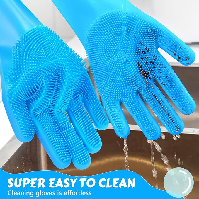 Pecute Silicone Pet Grooming Gloves for Washing Cats Dogs Bath Brush Large | 3,000 soft bristles, Gentle massage & deshedding, Dishwasher safe, For large/thick coats, Home/car cleaning