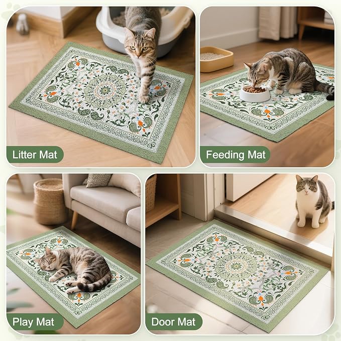 Unicorn Catcher 40"x30" Cat Litter Mat Non-Slip Washable Litter Box Mat | High-Density PVC Litter Catcher Mat Efficiently Traps Scattered Litter From Paws To Keep Floors Clean