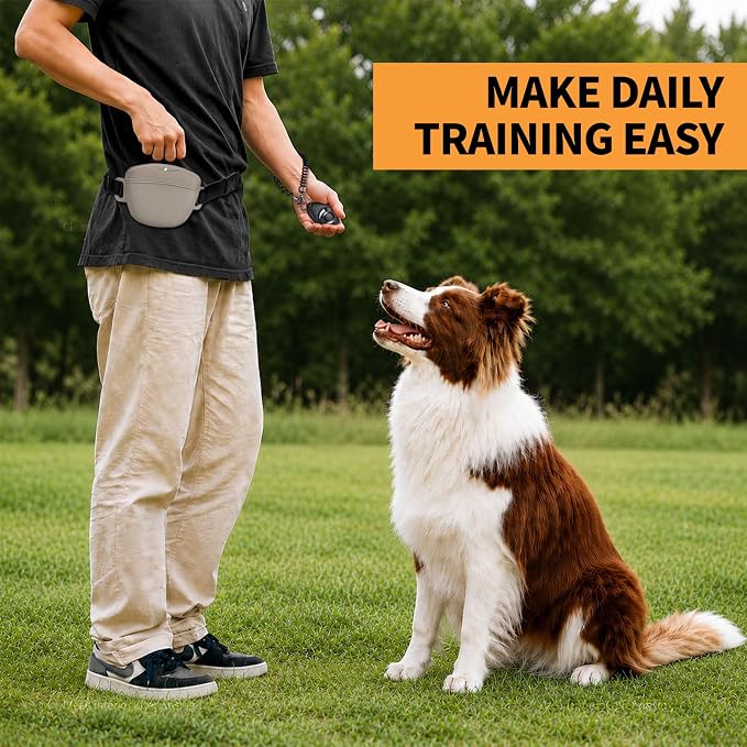 Silicone Dog Treat Pouch with Training Clicker | Upgraded Magnetic Closure, 1.6 Cup Capacity, Food-Grade Silicone, Easy Cleaning, Adjustable Belt for Training and Walking