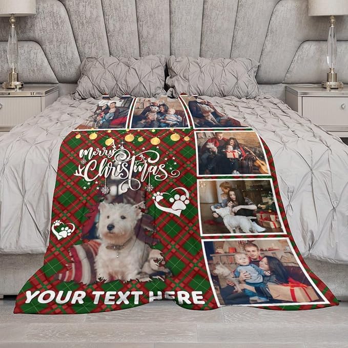 Artsadd Personalized Dog Blanket with Photos & Pet Name, Custom Dog Memorial Throw Blanket, Fleece, 30x40 inches, Pet Memorial Blanket