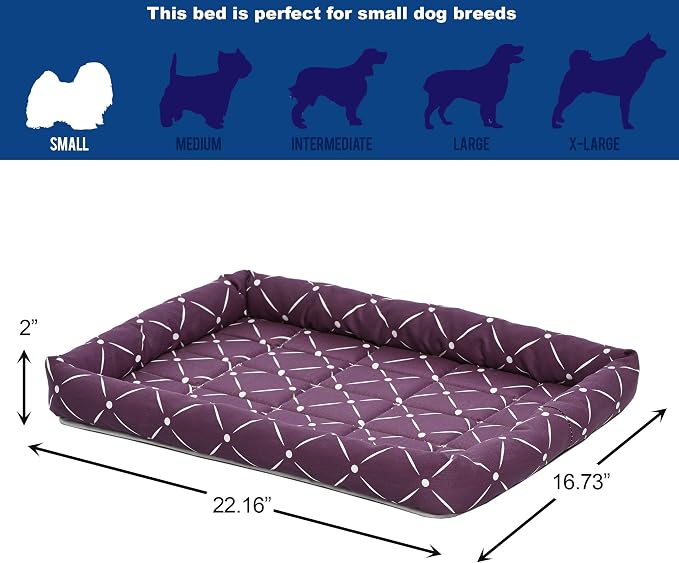Midwest Homes for Pets 40224-PLD Quiet Time Couture Ashton Bolster Pet Bed, Medium Dog/24, Plum